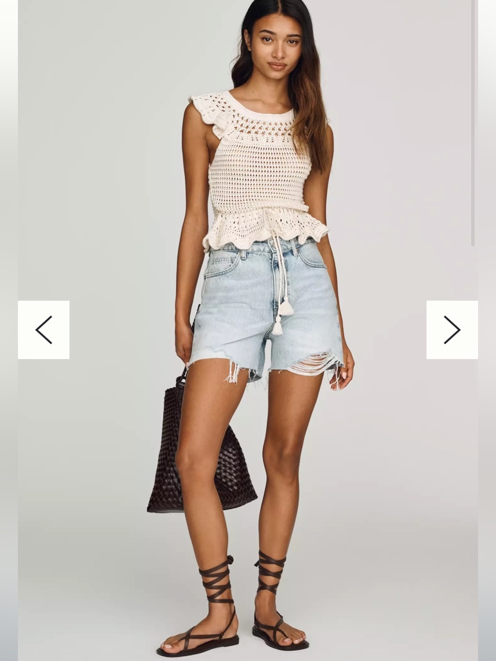 Reformation Saige High-Rise Denim Shorts in Dory